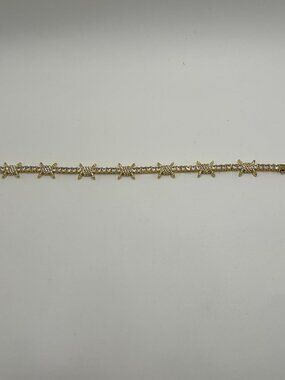 Mens Moissanite Barbwire Tennis Bracelet 8 Inch Real Gold Iced Plated Bold